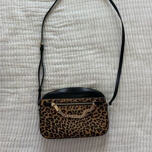 Michael Kors Jet Set Large Leopard-Print Calf Hair Crossbody Bag